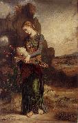 Gustave Moreau Thracian Girl Carrying the Head of Orpheus on His Lyre Spain oil painting artist